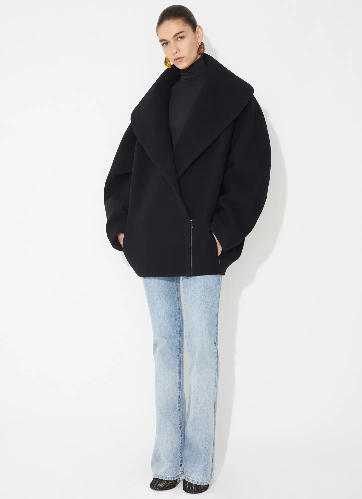 Alaïa Round Wool Caban Black Cheap