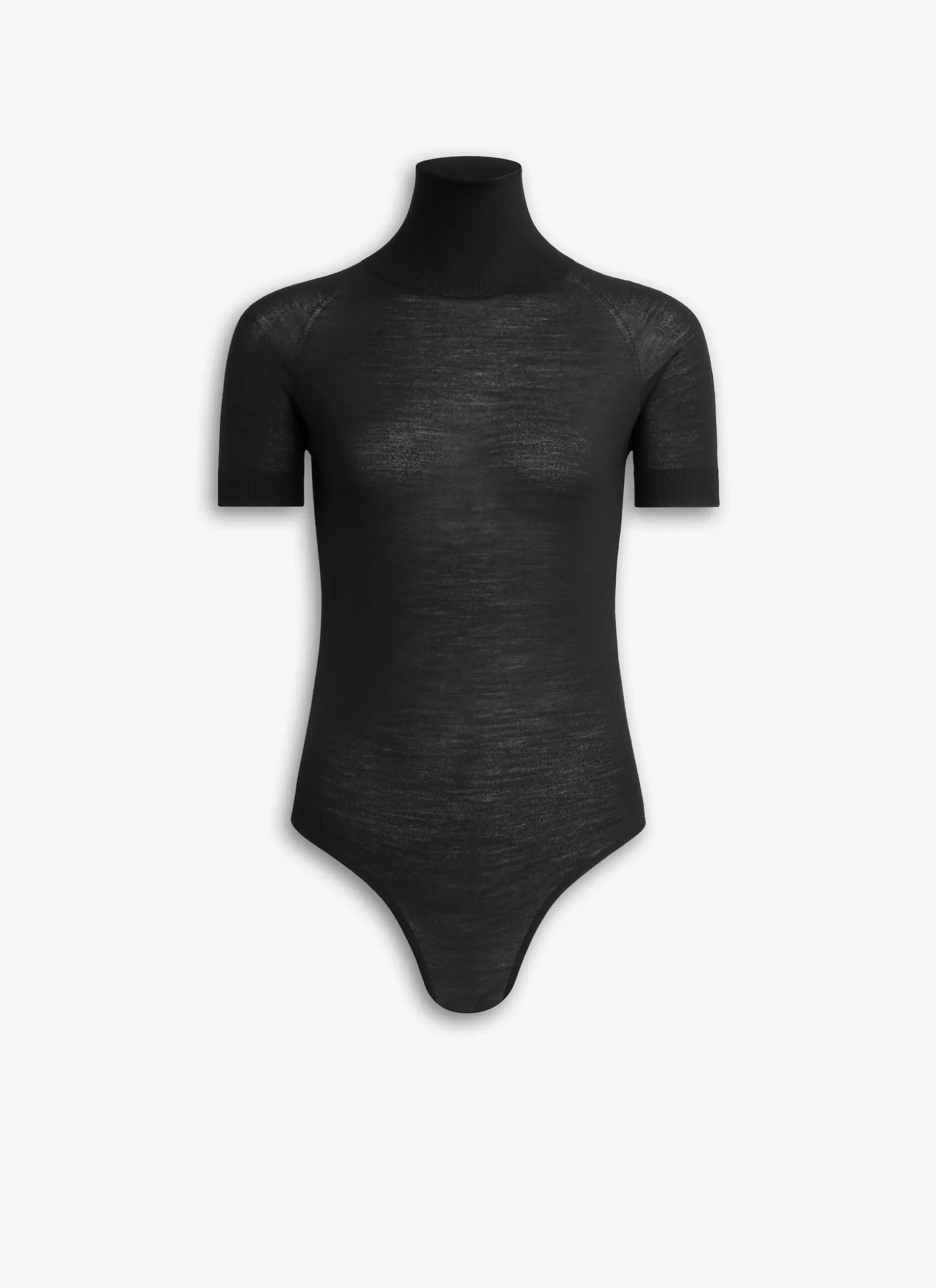 Alaïa SHORT SLEEVE BODY IN SHEER WOOL KNIT Black Flash Sale