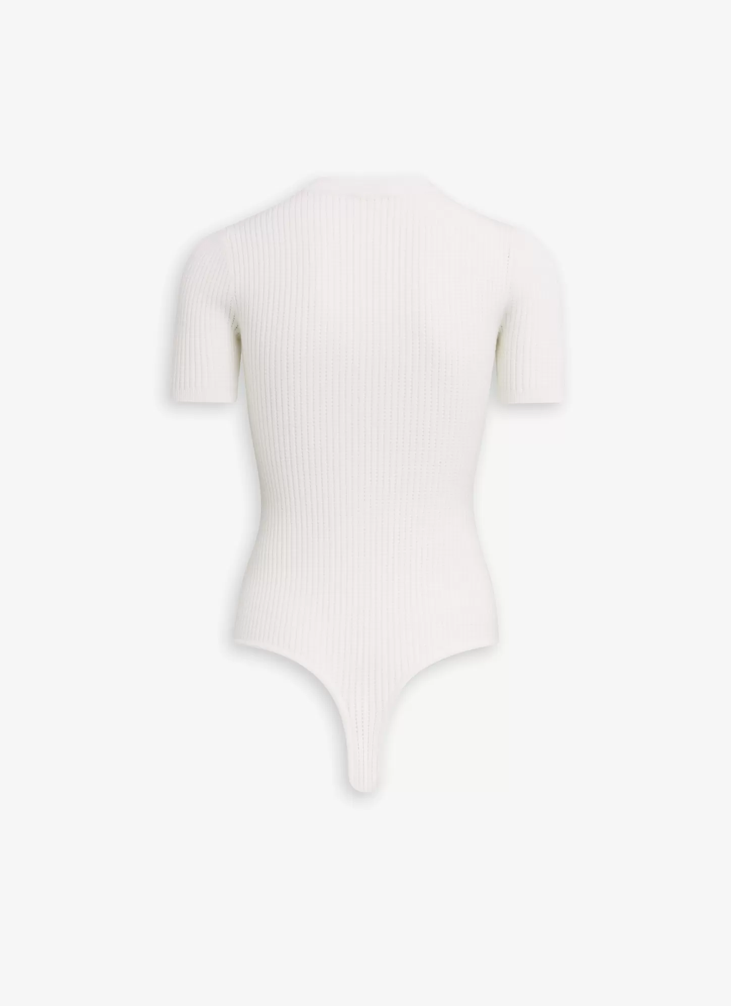 Alaïa SHORT SLEEVE BODY IN SHEER WOOL KNIT NATURAL WHITE Best Sale
