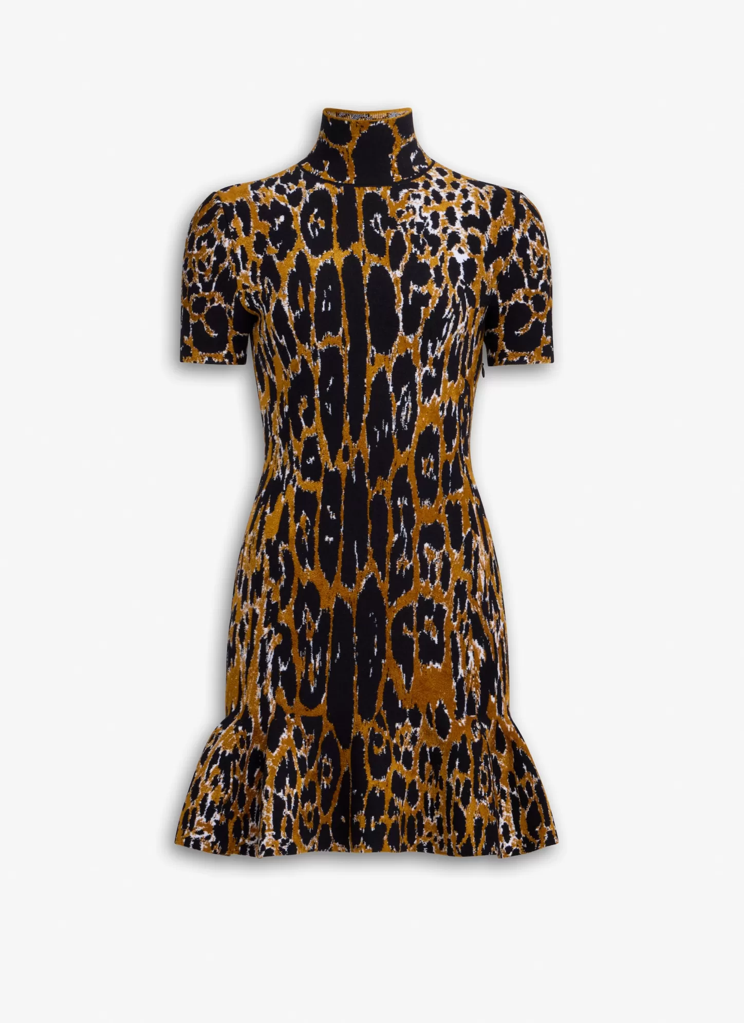 Alaïa SKATER DRESS IN LEOPARD JACQUARD KNIT Black/Multicolor Best Sale