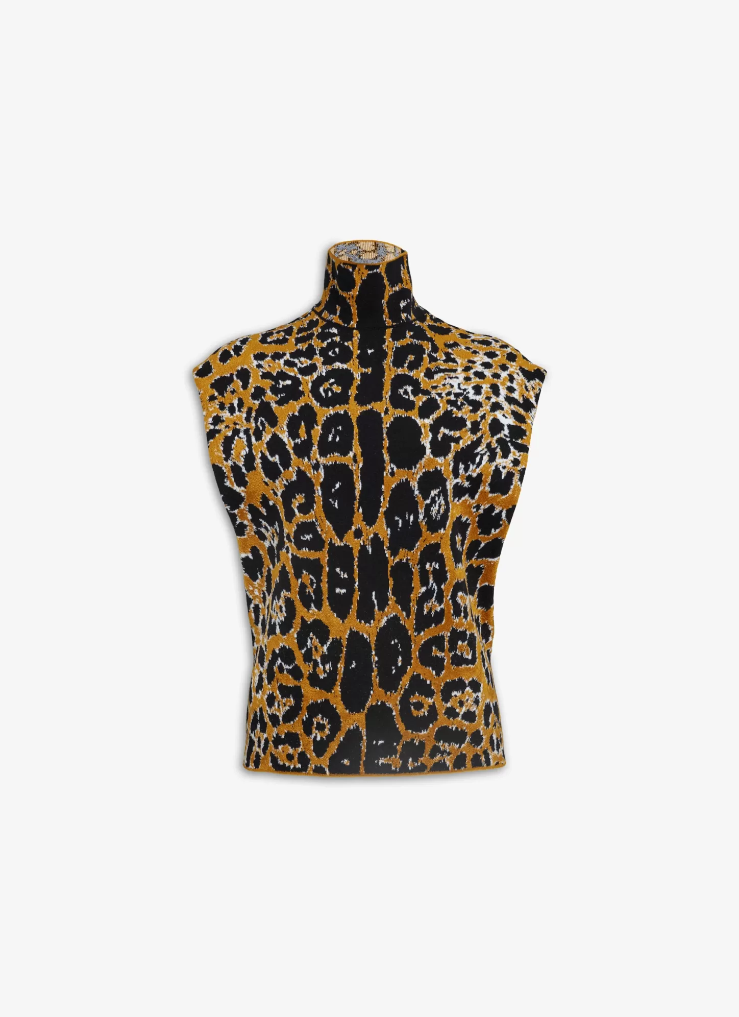 Alaïa SQUARE TOP IN LEOPARD JACQUARD KNIT Black/Multicolor Store