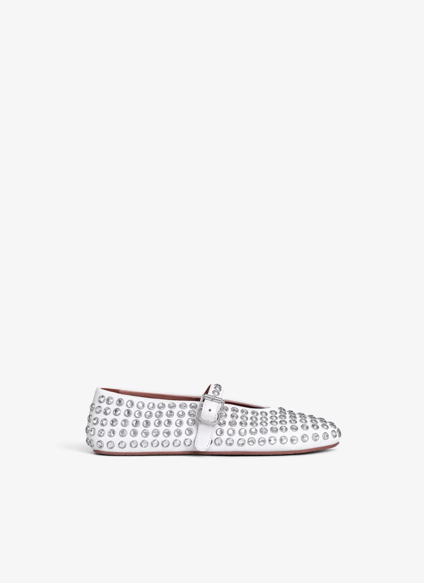 Alaïa Strass Lambskin Ballet Flats White Fashion