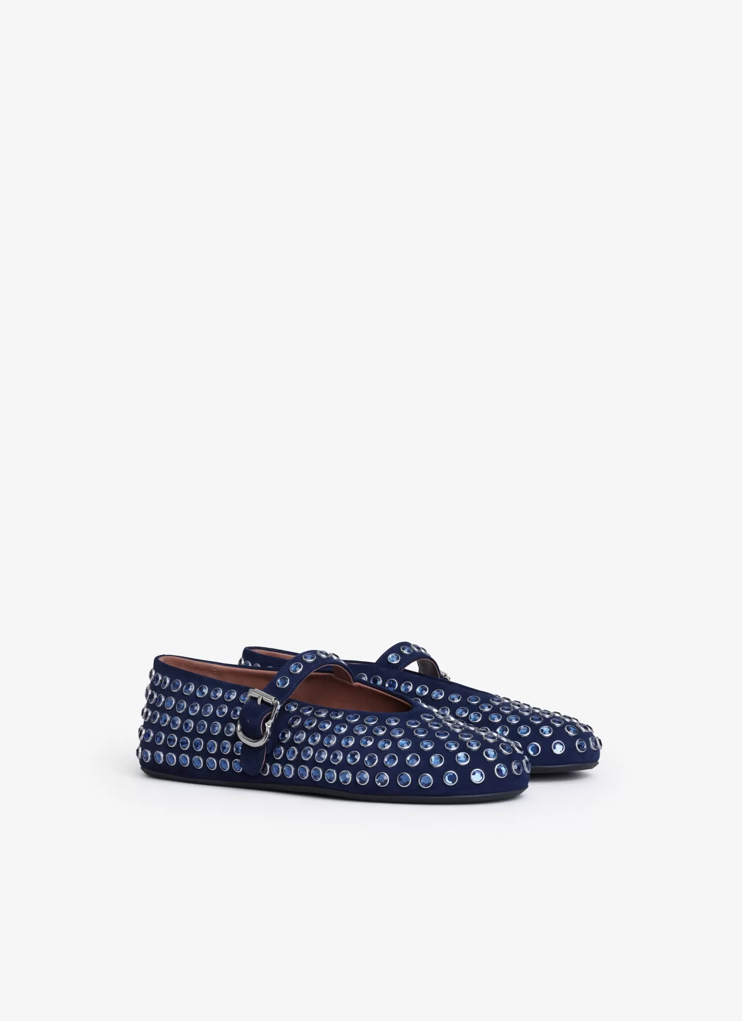 Alaïa STRASS SUEDE BALLET FLATS Dark Blue Best Sale