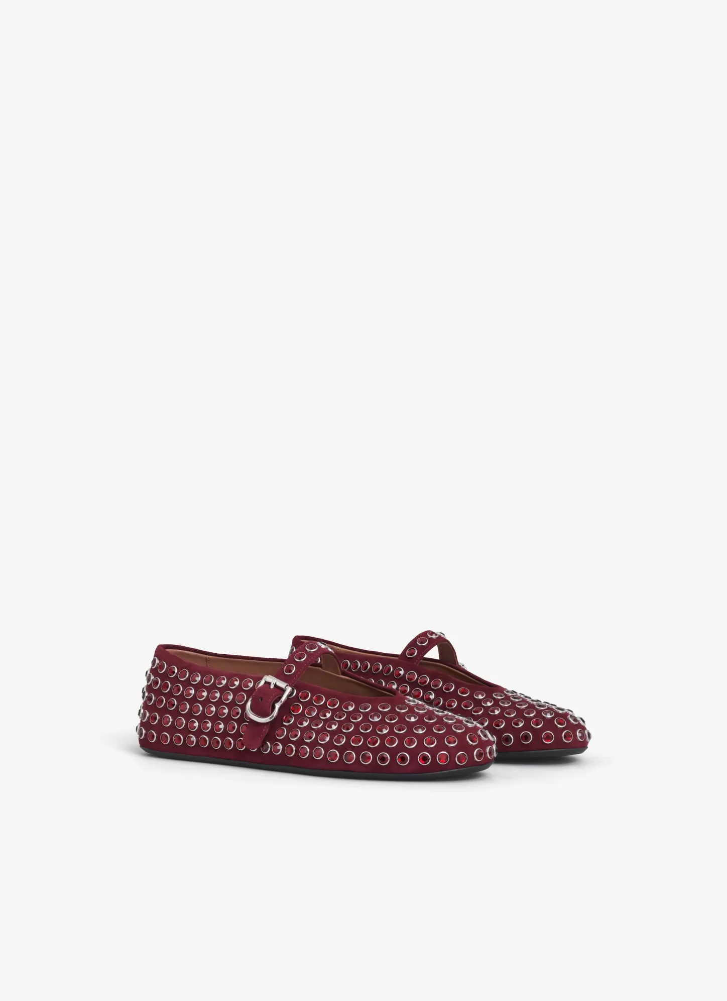 Alaïa STRASS SUEDE BALLET FLATS Red New